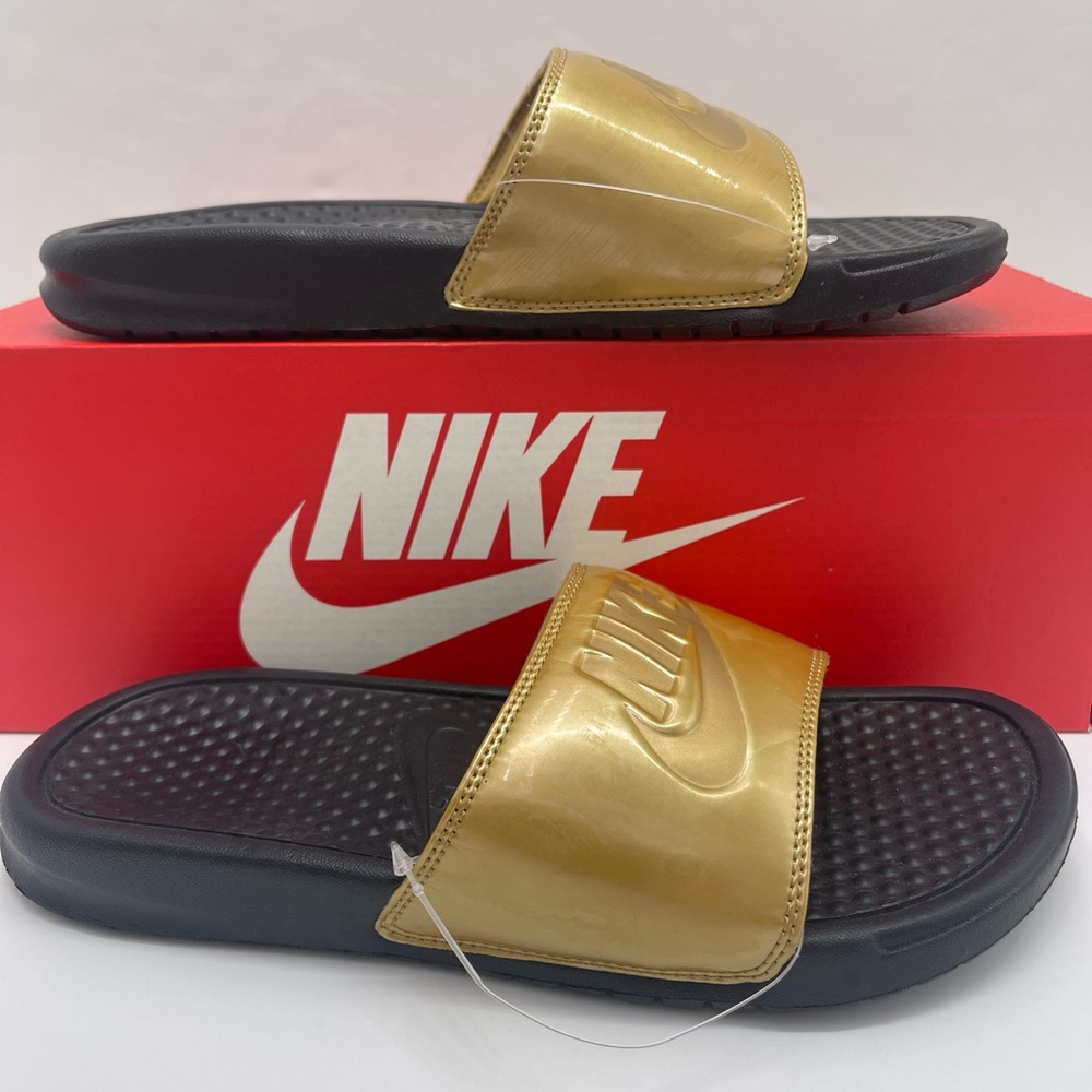 Nike WMNS Black and Gold Slide Sandals